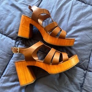 Cityclassified Tan Woven Sandals with Ankle Strap